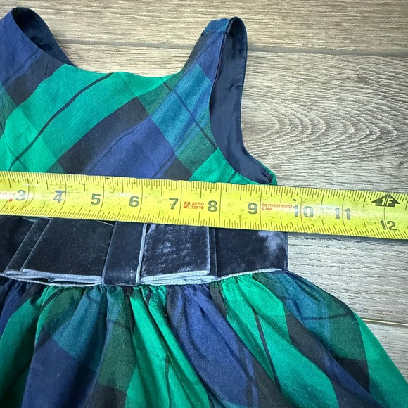 Janie and Jack Kids Girls Dress Tulle Blue Green Plaid Silk Size 12-18 M Holiday - Picture 8 of 9
